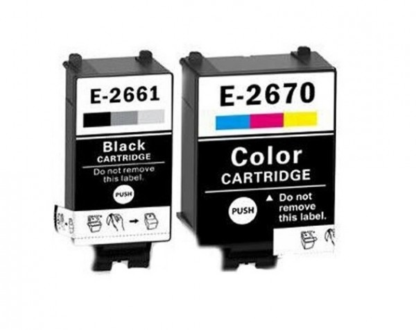 Kompatibles Druckerpatronen-Set Epson T2661 schwarz, black und T2670 color