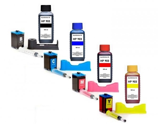 Easy Refill Befülladapter + Nachfüllset für HP 903 (XL) black, cyan, magenta, yellow Patronen
