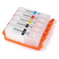 5 wiederbefüllbare Tintenpatronen Canon PGI-550 & CLI-551 mit Auto Reset Chips 5 wiederbefüllbare Tintenpatronen Canon PGI-550 & CLI-551 mit Auto Reset Chips