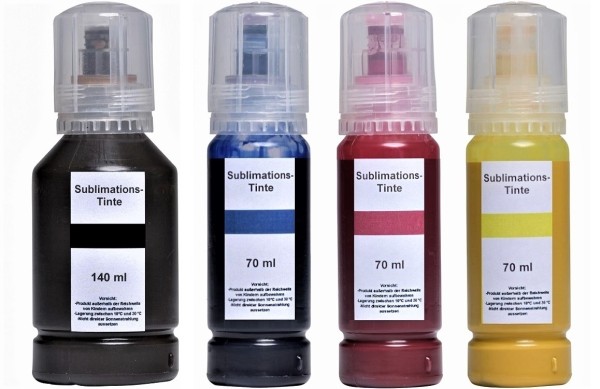 350 ml Sublimationstinte schwarz, cyan, magenta, gelb für Epson SureColor SC-F100, F500, F501