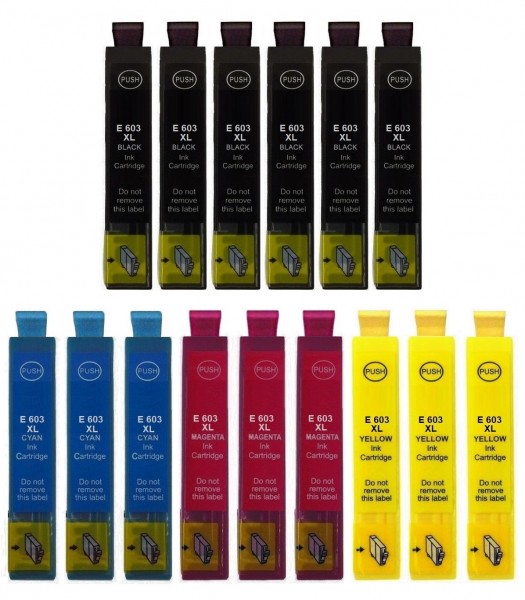 15 kompatible Druckerpatronen Epson 603XL Black, Cyan, Magenta, Yellow - XL Füllmenge
