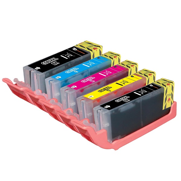 5 Compatible Ink Cartridges, Canon PGI-580 / CLI-581 XXL Black 25.7ml +  Color 11.7