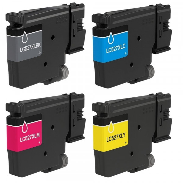 Kompatibles Druckerpatronen-Set Brother LC-527 XL, Schwarz, Cyan, Magenta, Gelb, LC527XL