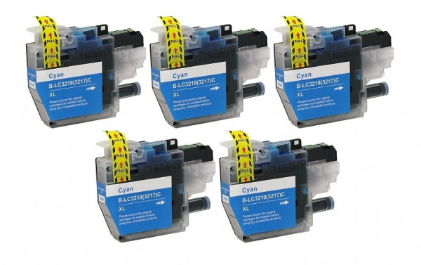 5 x kompatible Druckerpatrone Brother LC-3219 XL-C Cyan