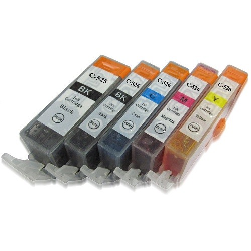 Kompatibles Druckerpatronen-Set Canon PGI-525 &amp; CLI-526 schwarz, cyan, magenta, gelb - 5 Patronen