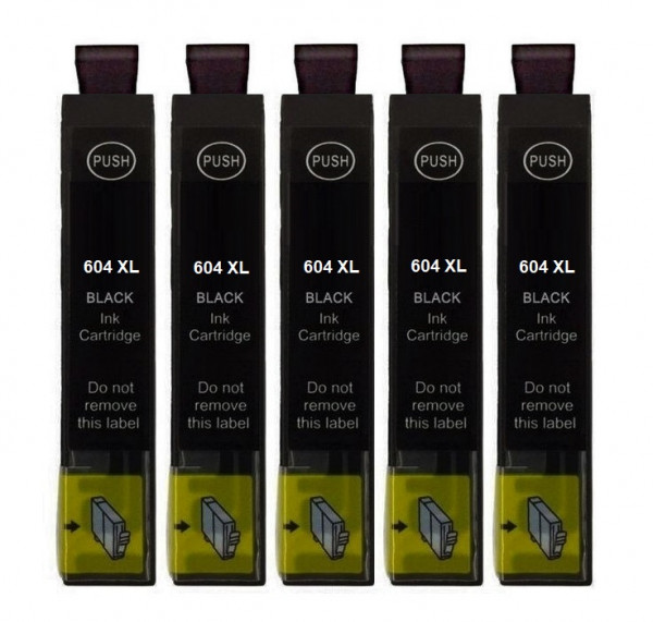 5 x kompatible Druckerpatrone wie Epson 604, 604XL Schwarz, Black - XXL Füllmenge